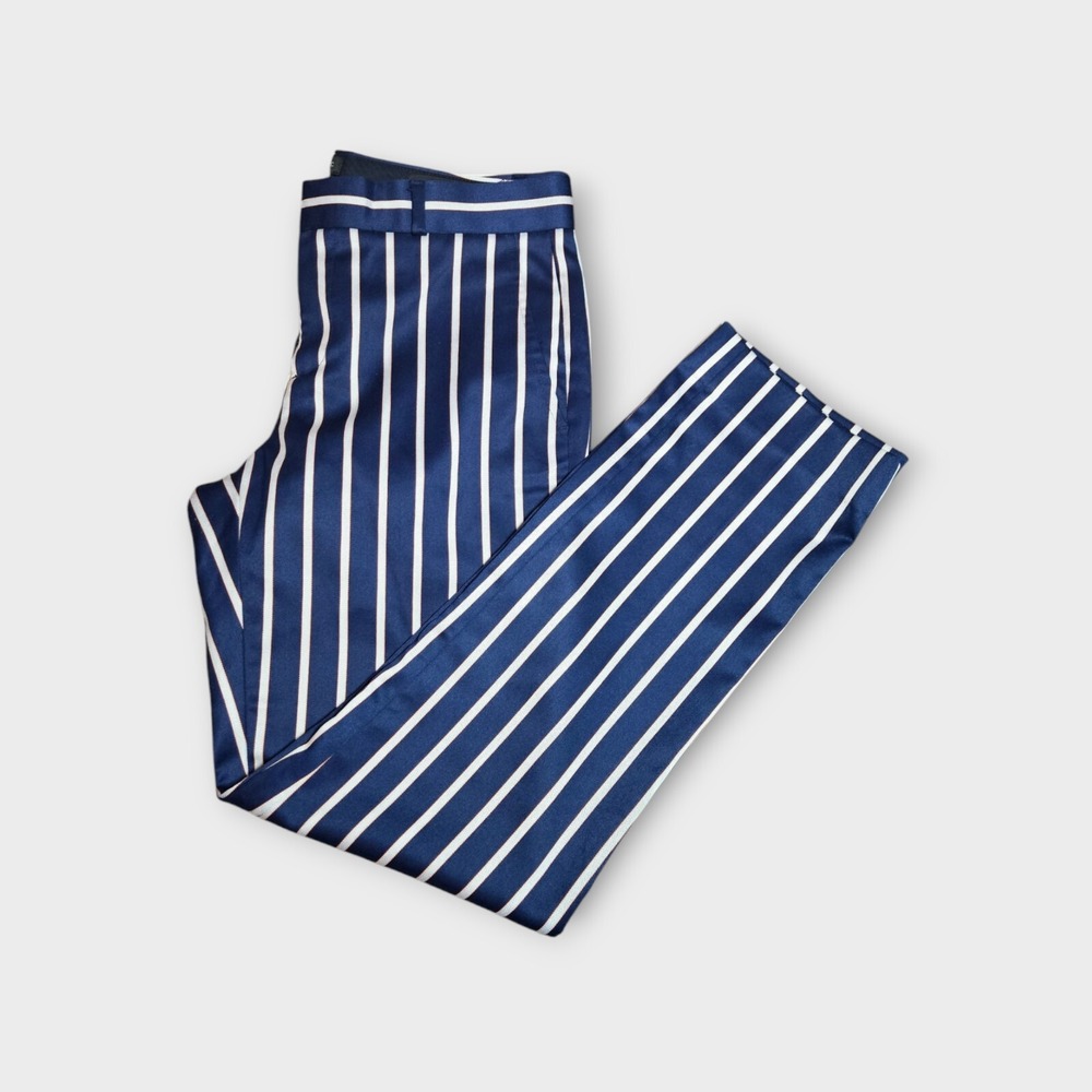Banana Republic Womens Striped Ryan Pant Blue White SZ 6 Made In Jordan